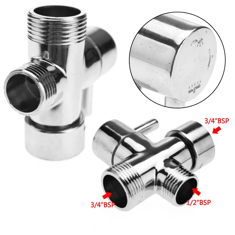 

Tool Diverter Valve Part Replacement Rotating joint T-Adapter 1/2 & 3/4" Connector Chrome Plated Brass Equipment