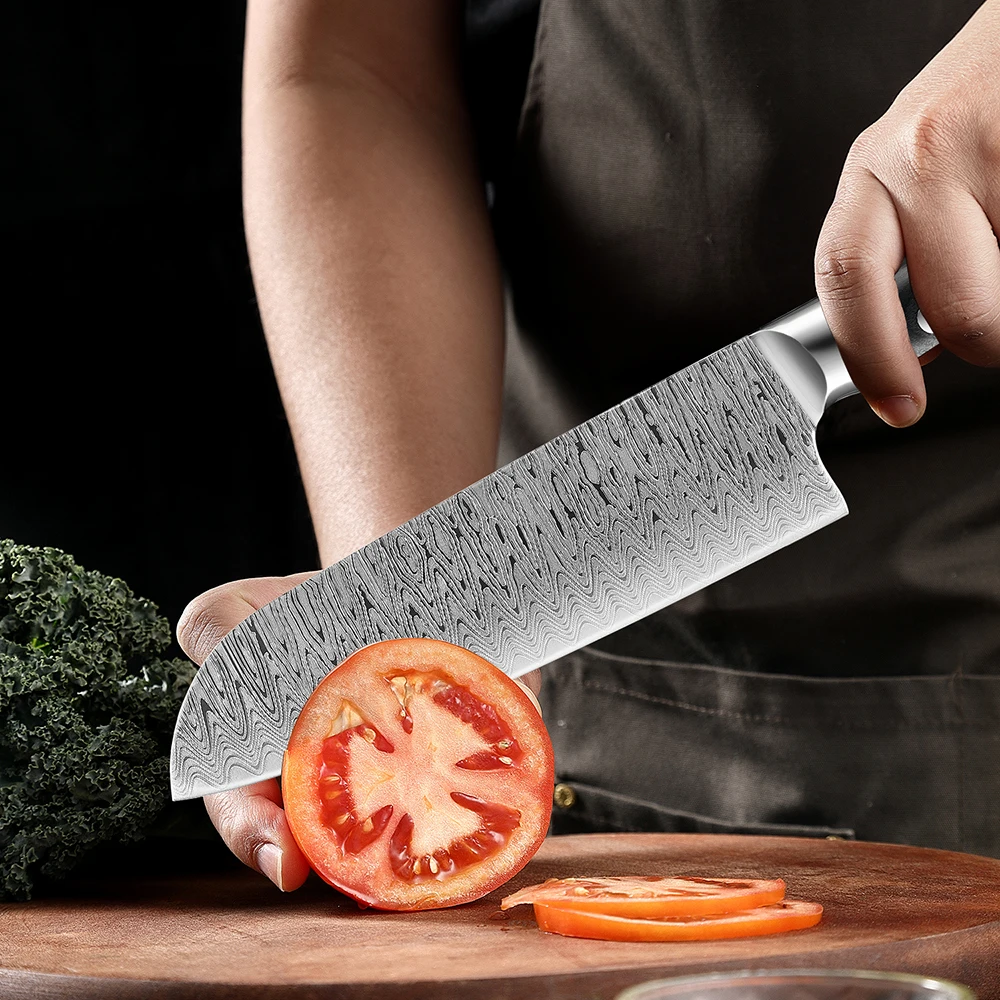Кухонный нож шеф-повара сантоку 7 дюймов из нержавеющей стали очень острый