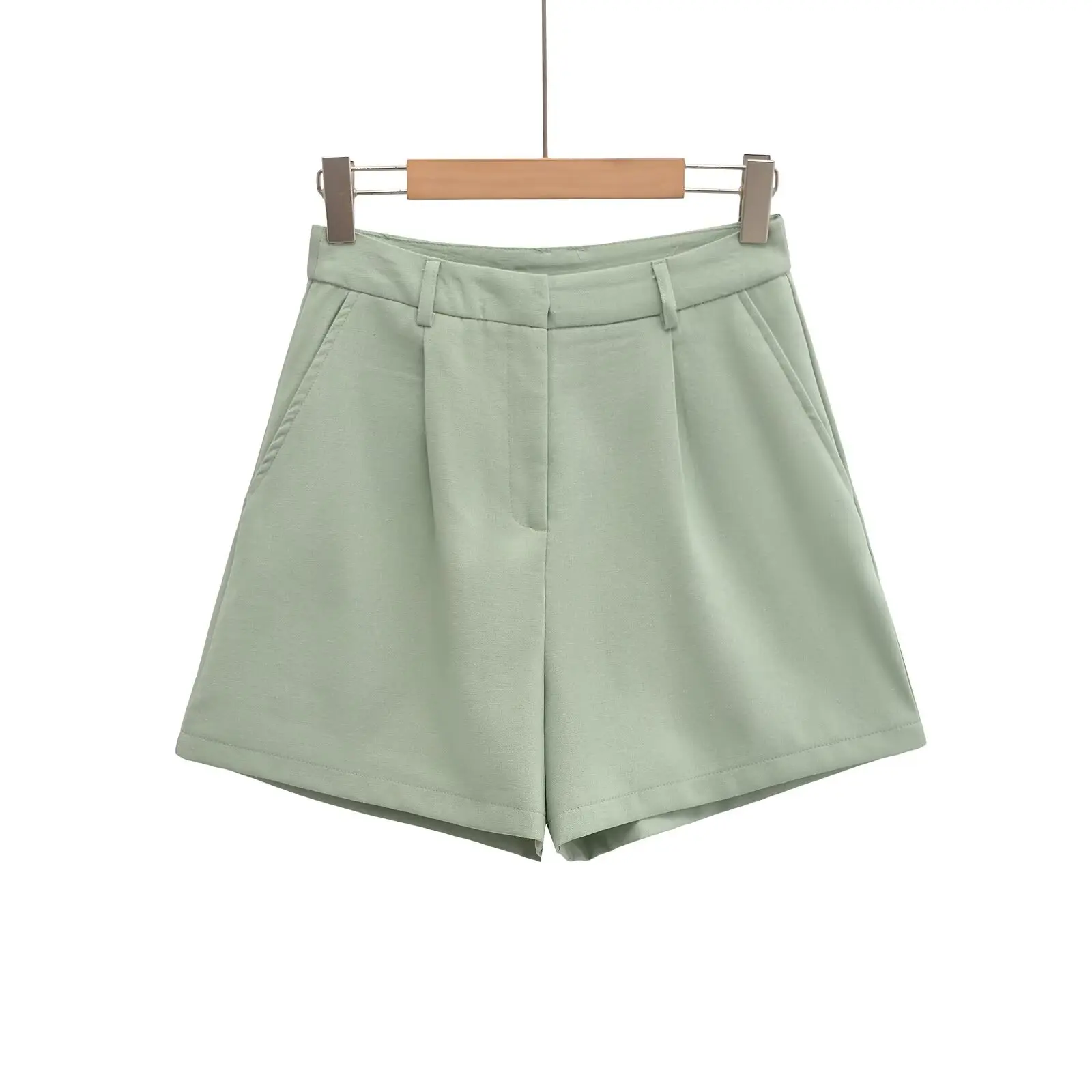 TRAF женские модные шорты-бермуды с боковыми карманами спереди винтажные высокой