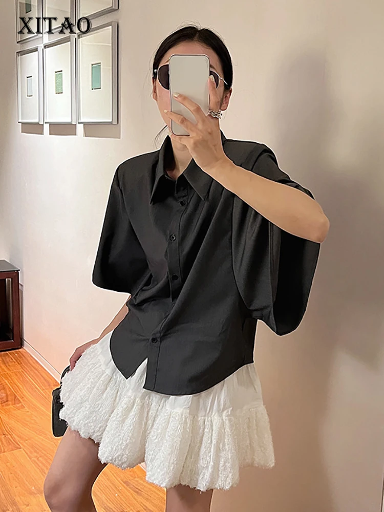 

XITAO Fashion Bat Wing Sleeve Shirt Simplicity Solid Color Casual Loose Women Top 2023 Summer All-match New Blouse DMJ1289
