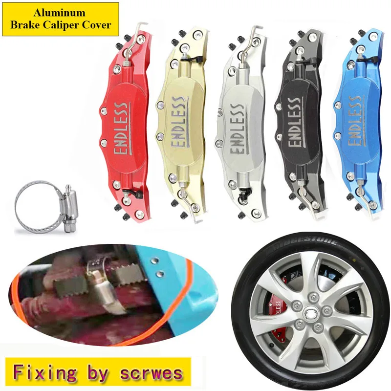 

4 Pcs Fixing By Screws Aluminum Brake Caliper Cover 3D Endless Wheel Modification Decoration For BMW Audi Mercedes Benz Lexus