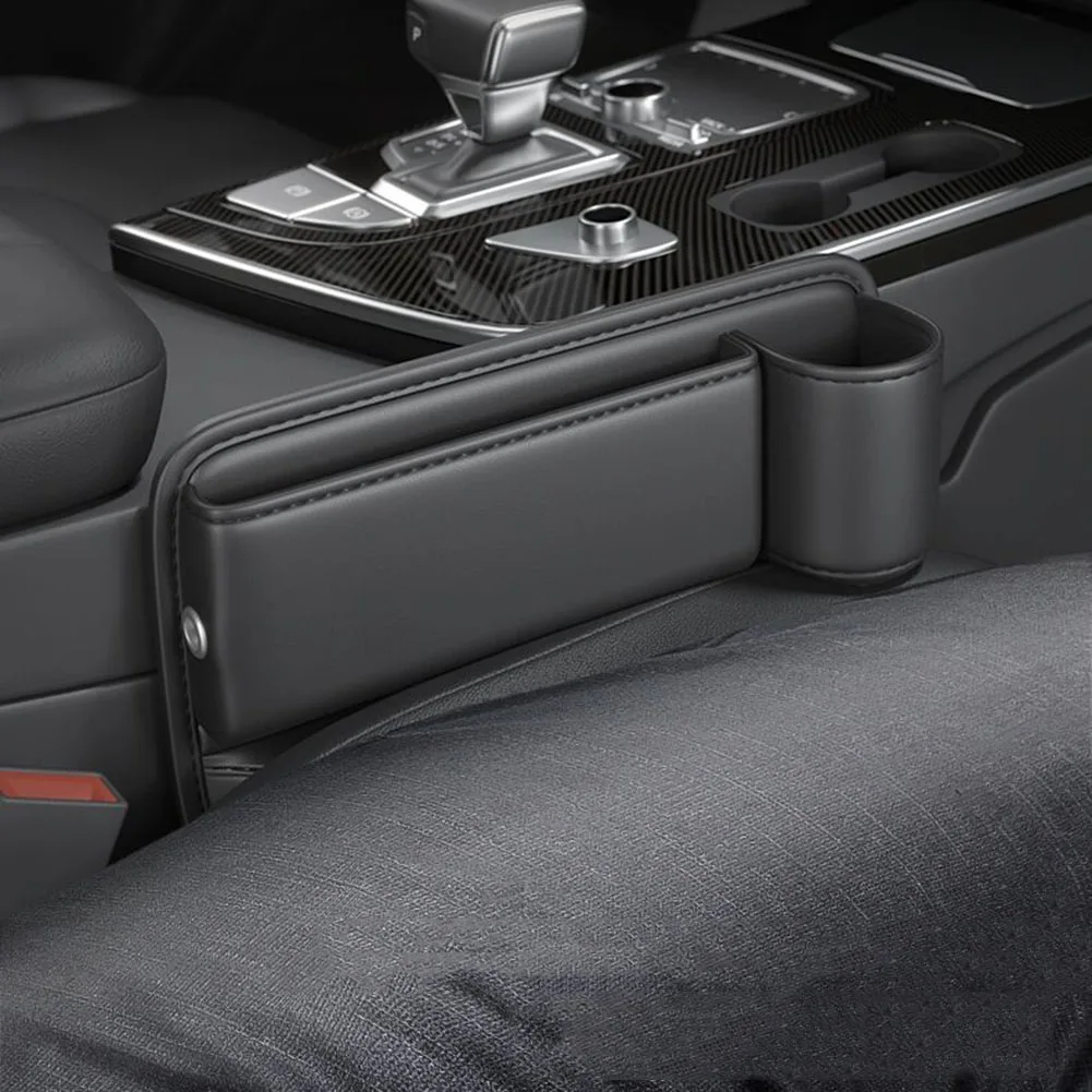

Car Seats Gap Bag Case Storage Bag PU Leather Auto Console Side Seat Niche Filler Organizer Reserved Charging Cable Hole