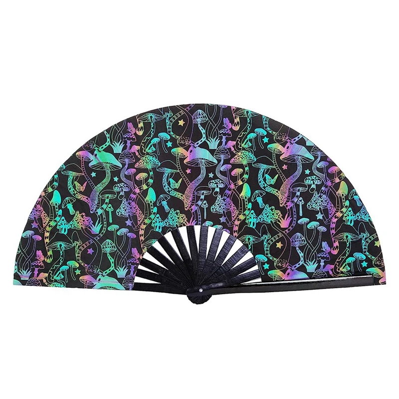 

Reflective Rainbow Holographic Handheld Folding Hand Fan Clack Fan Kung Fu Fan For Festivals And Performances Chinese