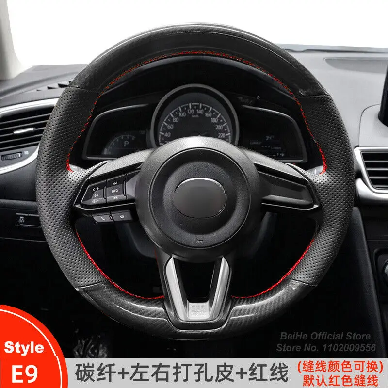 

PU Carbon Fiber LeatherCar Steering Wheel Cover For Mazda 3 Axela CX-3 CX5 CX-9