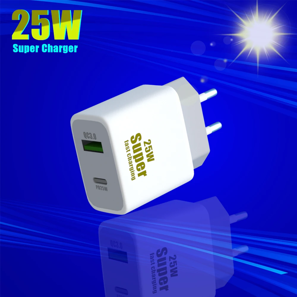 

Phone Charger USB C 25W PD QC 3.0 Dual Port Fast Charging Adapter for iPhone 13 Pro Max 12 11 mini iPad Xiaomi Oneplus Samsung