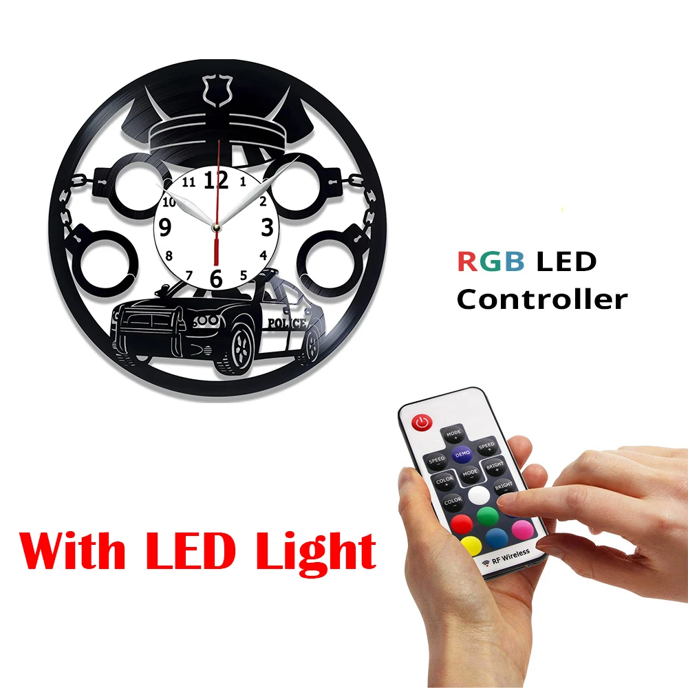 

Sheriff Car Wall Art Idea - Sheriff Home Decor - Handmade Gift for Boy - Vinyl Record Wall Clock 12 Inch