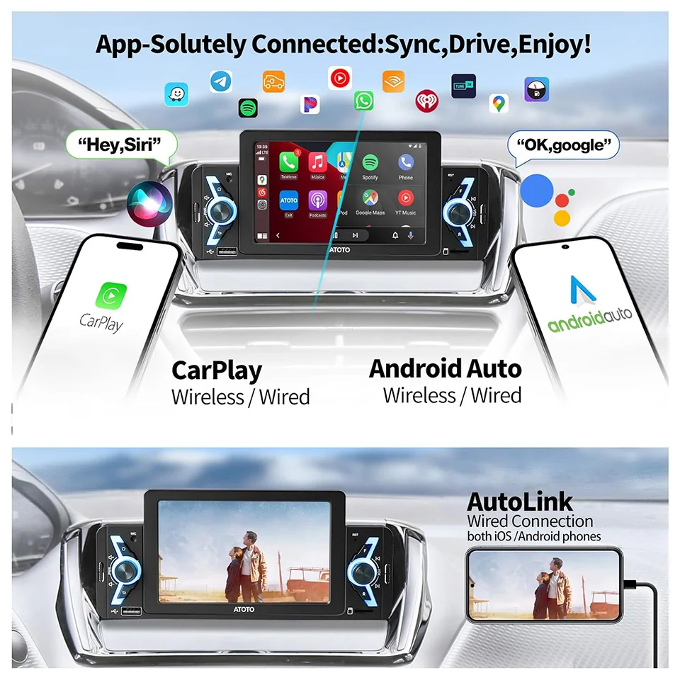 Автомагнитола ATOTO F7WE стерео-система на Android с сенсорным экраном 5 дюймов