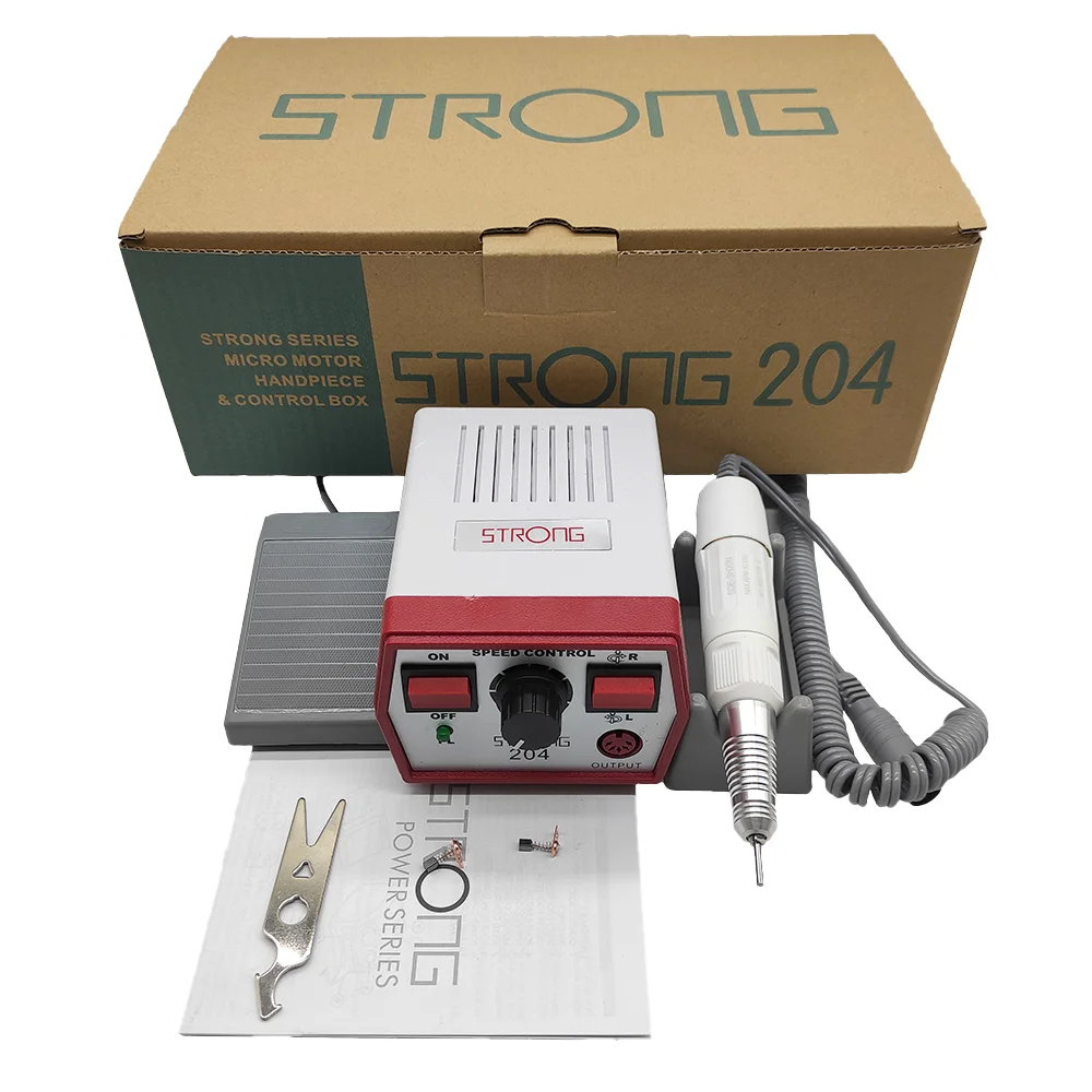 

65W Strong 204 Manicure Machine Control Box 30000RPM SH20N Электрическая дрель для ногтей Ручка для педикюра Оборудование для ногтей Стоматологическая лаборатория