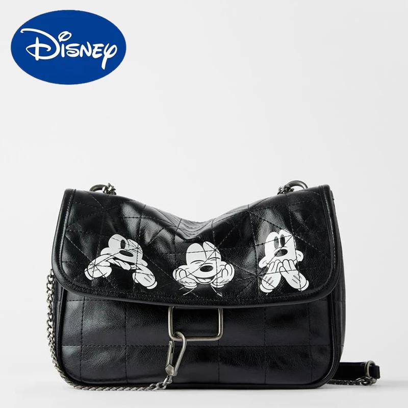 

Disney 2022 Luxury Mickey Fashion Leather Bag Messenger Shoulder Bag Ladies Hand Messenger Bag Metal Chain Stray Bag