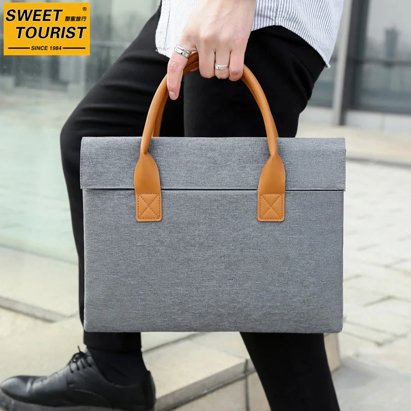 15-inch Fashionable And Simple Laptop Bag, Ins Style Unisex Briefcase, Lightweight Business Handbag For Office Use