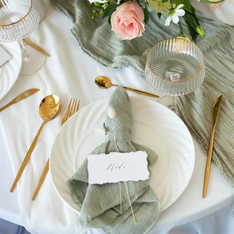 

Sage Green Napkin Boho Wedding Cheesecloth Napkins Cotton Gauze Napkins Raw Edges Table Linens Cloth Dinner Linen Napkins