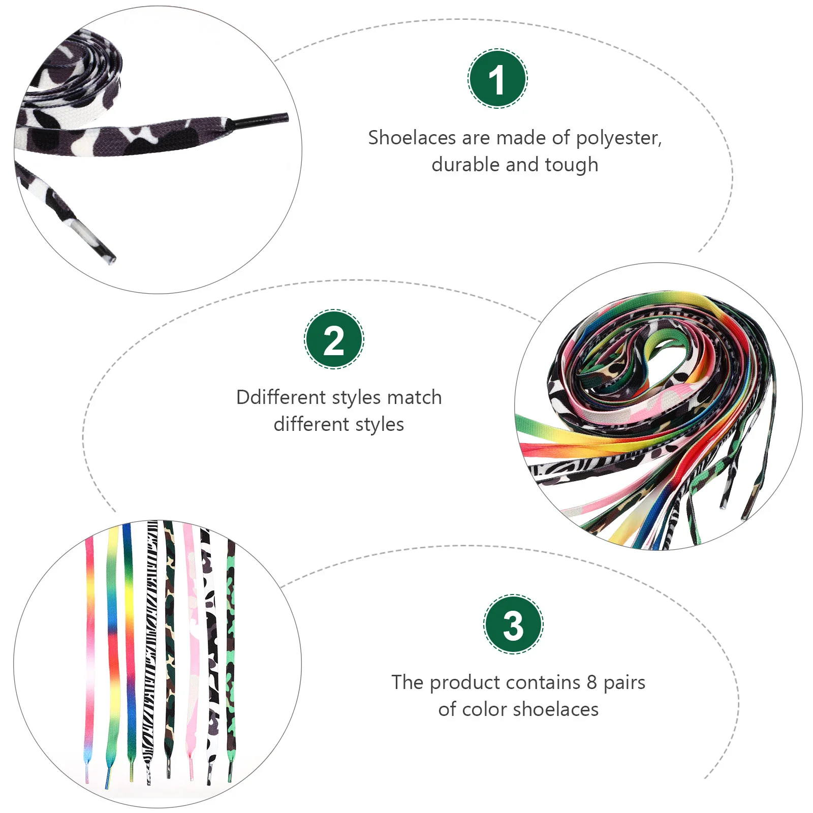 8 pairs of Sports Shoes Shoelaces Roller Skates Shoelaces Ski Shoelaces Flat Shoelace for Shop Outdoor