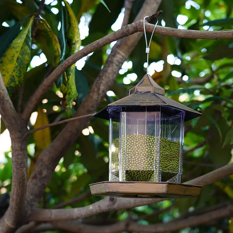 

Waterproof Gazebo Hanging Wild Bird Feeder Outdoor Container With Hang Rope Feeding House Type Bird Feeder Aves Decor