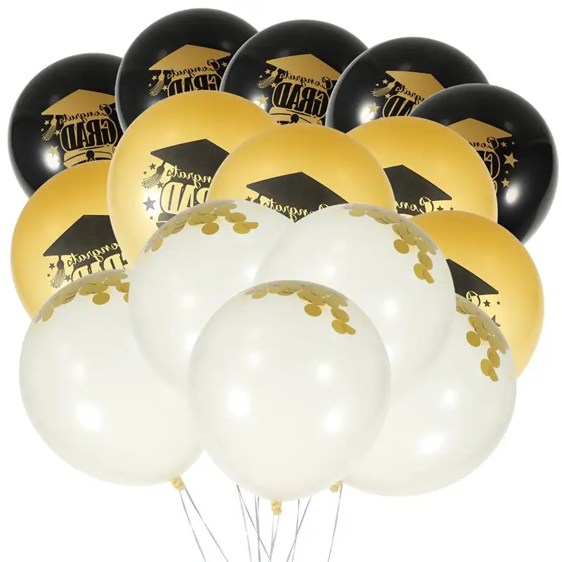 

15 Pcs Graduation Balloons Gold Silver Black Latex Balloon Confetti Ballons 2022 Congratulation Grad Party Decoration Supplies
