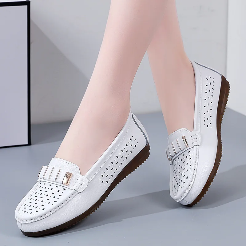 

Women's Shoes Small White Shoes Leather Mother Shoes Fashion Shoes Women's Soft Bottom Non-slip Casual Flat Shoes