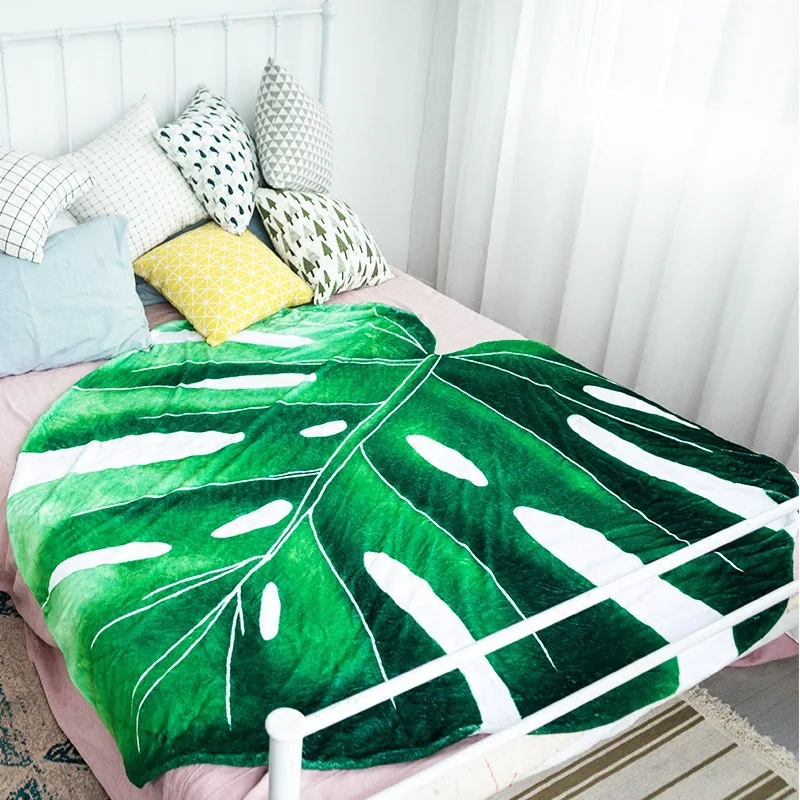 

Large Leaf Blanket for Beds Sofa Cover Soft Warm Flannel Throw Blanket Bedspread On The Bed Cozy Beach Towel Camping Mat manta