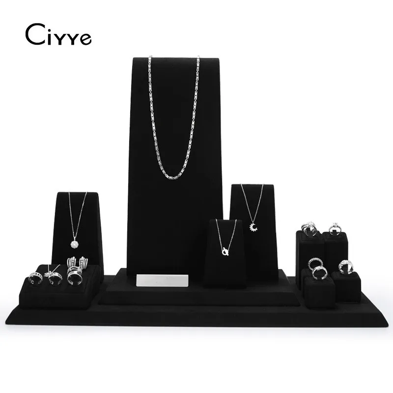 

Ciyye Microfiber Jewelry Counter Display Set Props Shop Cabinet Display for Necklace Earrings Ring Jewelrys Organizer