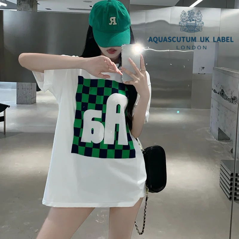 

Aquascutum T-shirt short sleeved women's summer clothes versatile design sense of minority loose and thin chic sweet cool medium