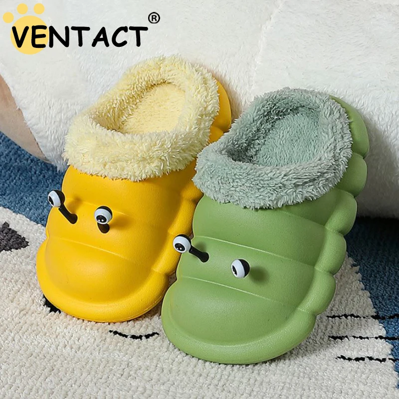 

Детские зимние тапочки VENTACT, Симпатичные Мультяшные теплые меховые мягкие туфли для женщин и мужчин, домашние хлопковые тапочки, Детские Пл...