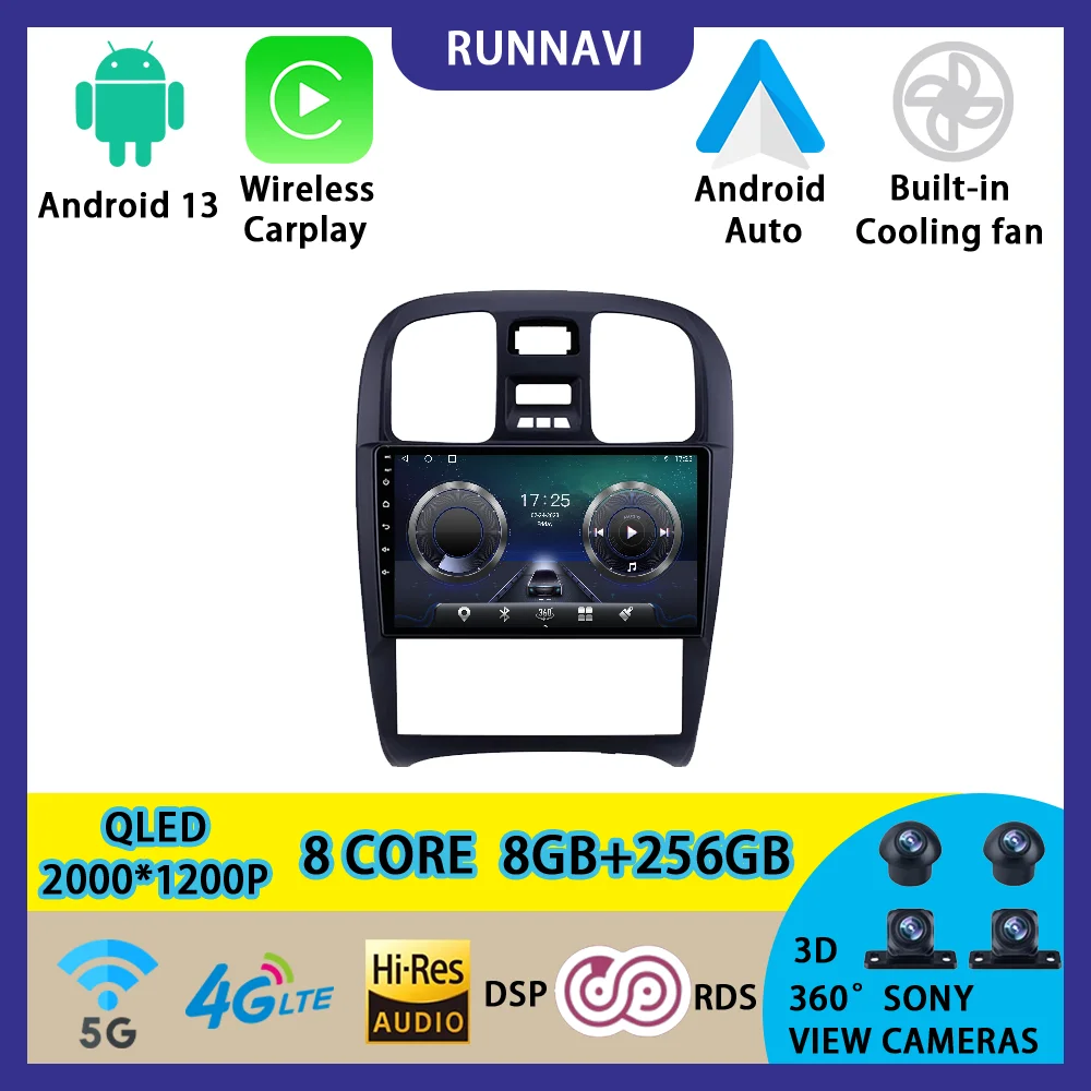 

Android 13 For Hyundai Sonata 2003-2009 Car Radio Stereo Multimedia Video Player Navigation GPS Wireless Carplay RDS DSP QLED