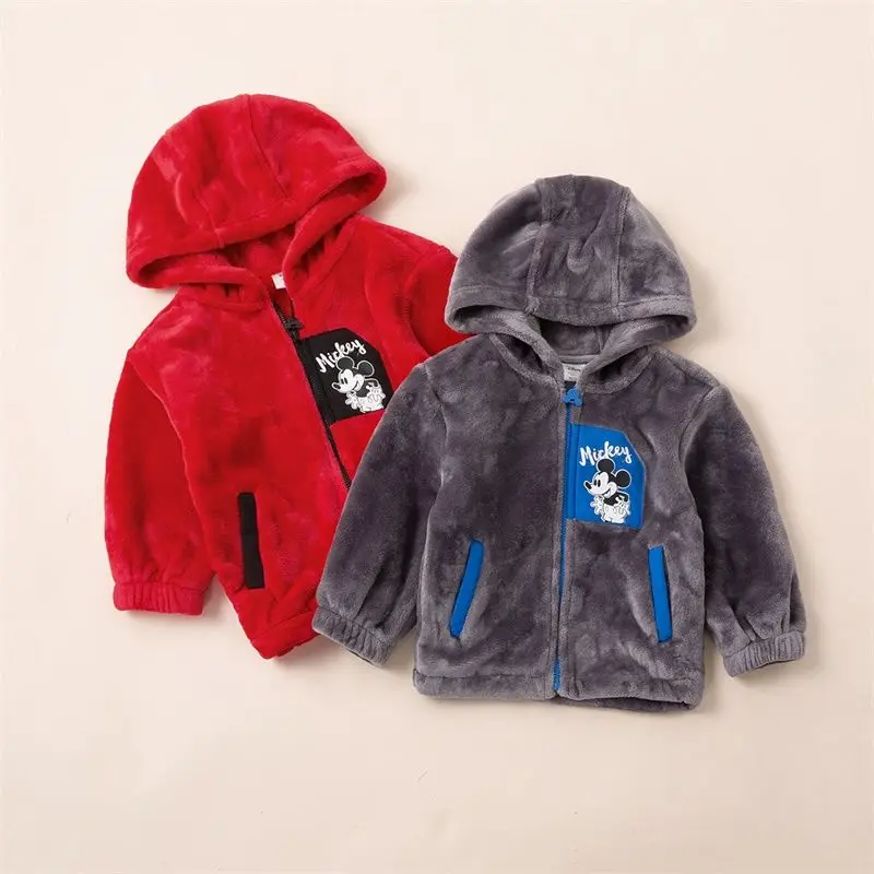 Новое двустороннее пальто Kawaii с принтом Микки и Минни детский утолщенный теплый