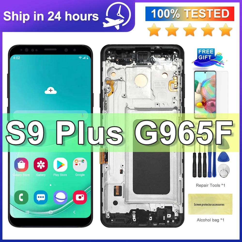 High Quality TFT For Samsung Galaxy S9 Plus G965 G965F LCD Display Touch Screen with Frame, For Galaxy S9+ Display Replacement