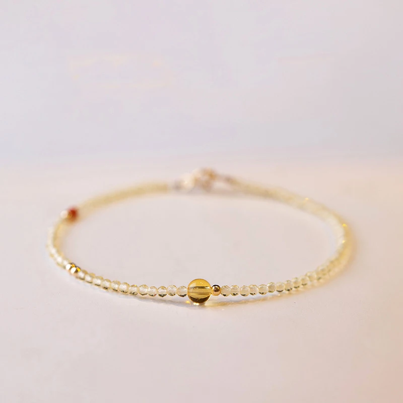 

Simple Design Citrine 2mm Bead Bracelets Women Trendy Natural Crystal Stone Bracelets Bangles For Girl Lucky Wealth Jewelry Gift