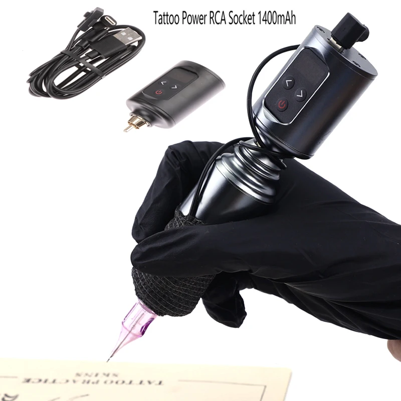 

1 комплект USB-кабеля для зарядки, RCA 5 В, беспроводной блок питания для татуировок, RCA разъем, 1400 мА, Портативный перезаряжаемый аккумулятор, блок питания для татуировок