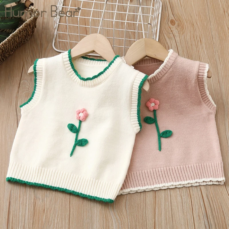 

Humor Bear Kids Sweaters Vest Toddler Spring Knitwear Winter Knitted Tops Clothes Girls Warm Pullover Top