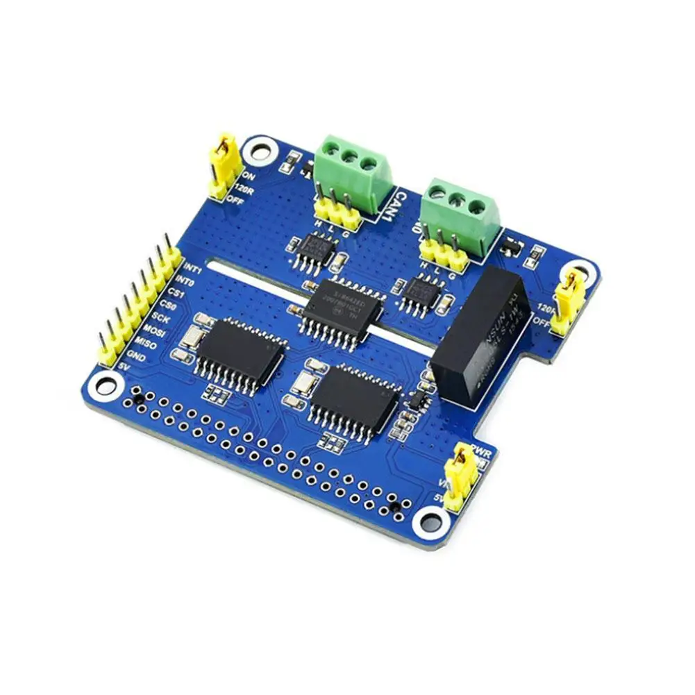 Двухканальный изолированный чип расширения Can Bus Waveshare Raspberry Pi Mcp2515 Sn65hvd230 плата с