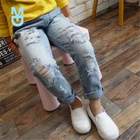 new children ripped hole jeans pants 2022 spring kids broken denim trousers for baby boy girl 3 10t