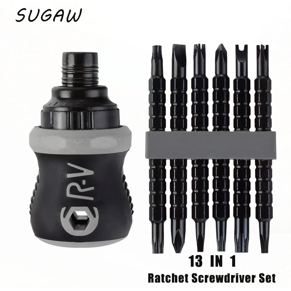 

SUGAW 13 IN 1 Magnetic Ratchet Screwdriver Set Precision Star wrench Phillips Driver bit Hand Tools Embout Visseuse