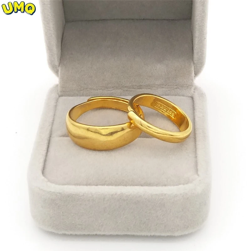 

Модное обручальное кольцо из настоящего золота 100% пробы 18 К в японском и южнокорейском стиле для мужчин и женщин, подарки для женщин