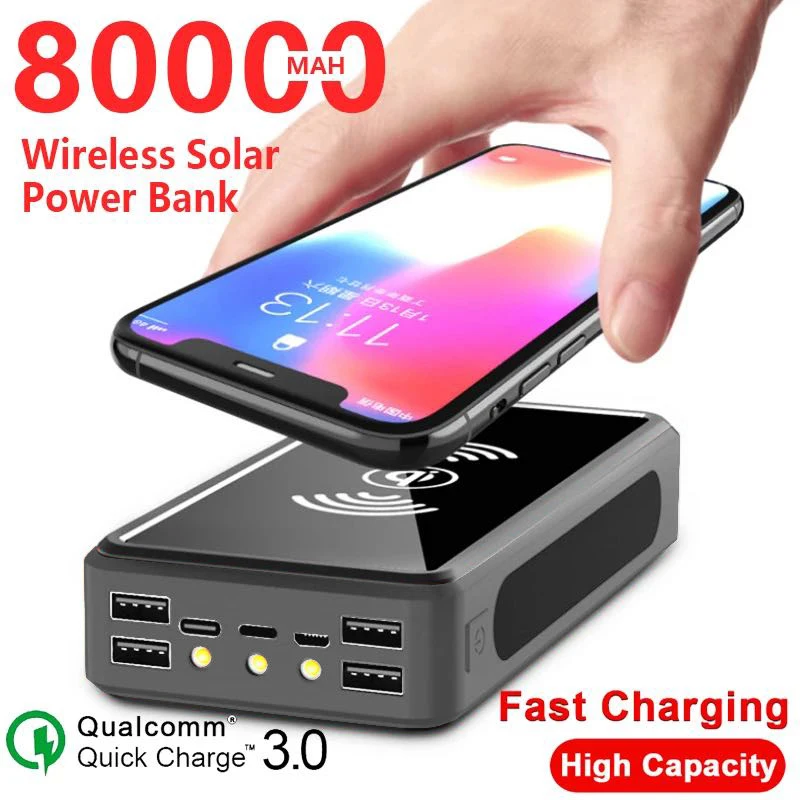 

Внешний аккумулятор на солнечной батарее с 4usb-портами, 80000 мАч