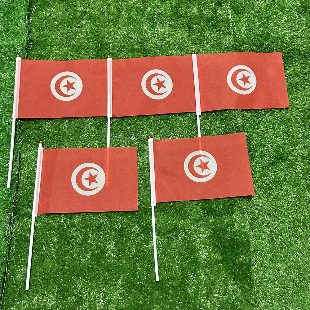 SKY FLAG Тунис ручной флаг 10/20/50/100 шт. 21*14 см ручные размахивающие флаги с пластиковым