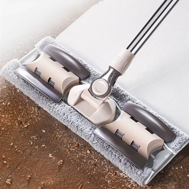 

Household Flat Mop Floor Cleaning Mops Bucket Magic Dust Easy Microfiber Broom Rotating Mopping Oil Adsorption Total 2 Rags