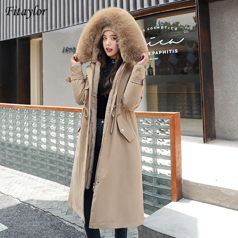 Fitaylor новое зимнее женское стеганое длинное пальто Повседневная Свободная