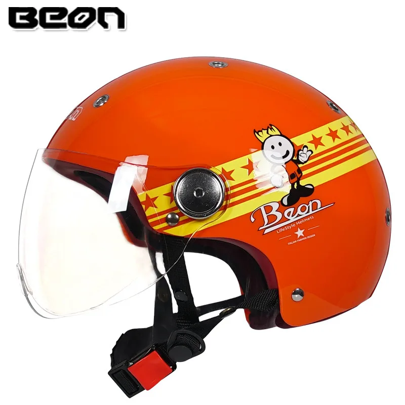

BEON милый мультяшный солнцезащитный Детский велосипедный шлем с педалью на половину лица для детей девочек мальчиков защитный теплый мотоциклетный шлем шапка для верховой езды