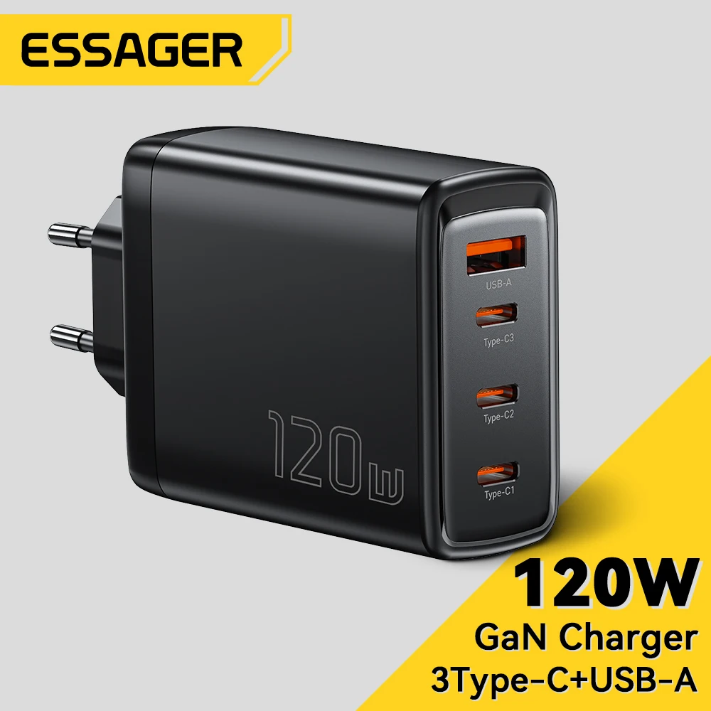 

Essager 120W GaN USB Type C Charger Laptop 100W PD Fast Charge For Macbook Air M1 M2 Pro iPhone Samsung 65W Tablet Phone Chagers