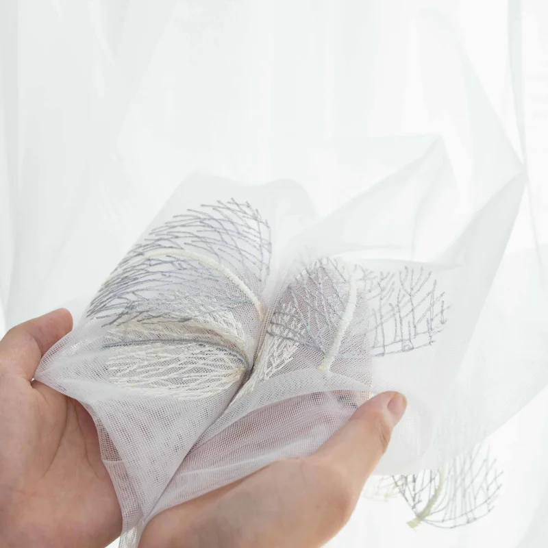 

Sheer Curtain White Gauze Small Fresh Living Room Bedroom Balcony Bay Window Breathable Curtains and Curtains Simple Tulle Cloth