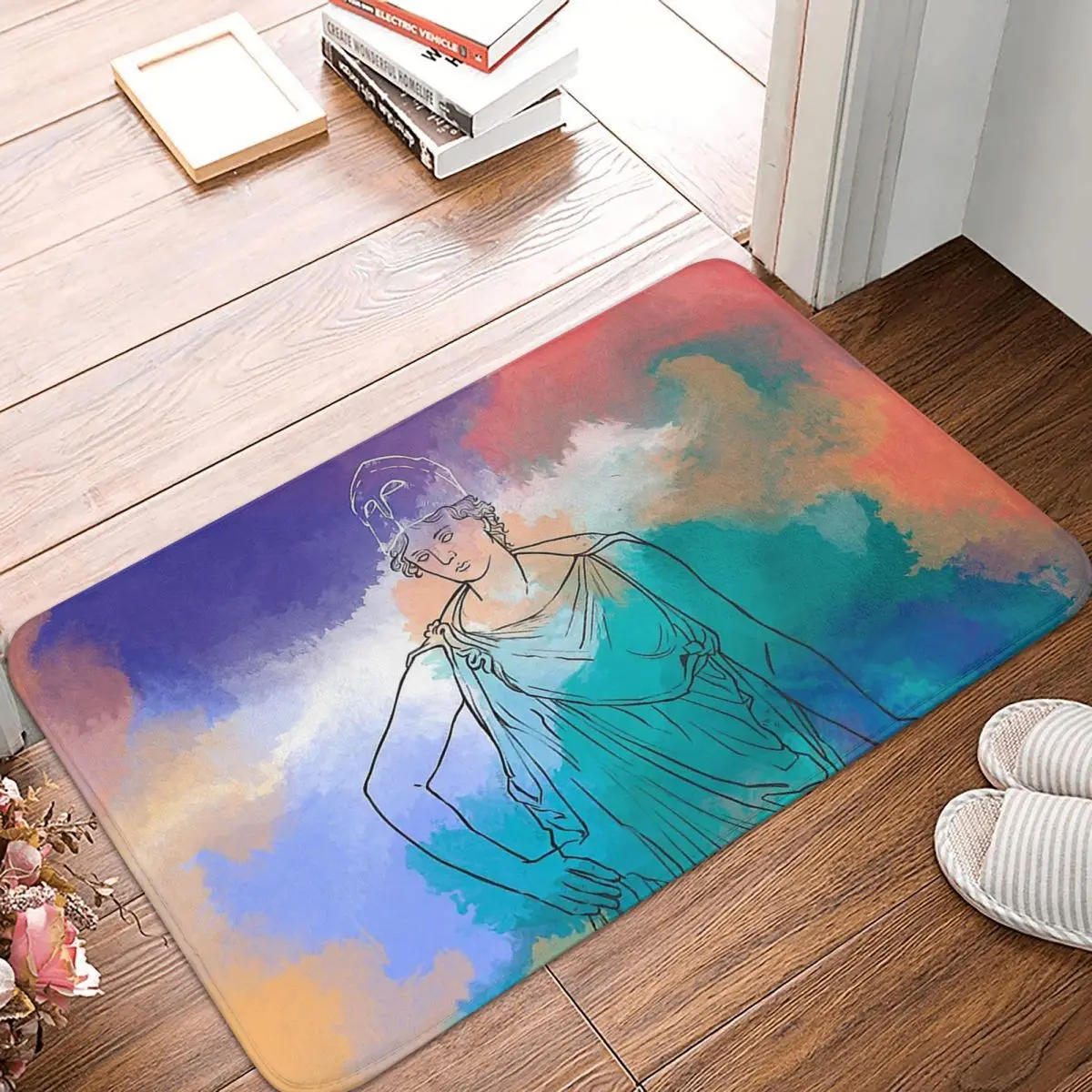 

Ancient Greek Mythology Bedroom Mat Athena Watercolour Edit Doormat Living Room Carpet Balcony Rug Home Decor