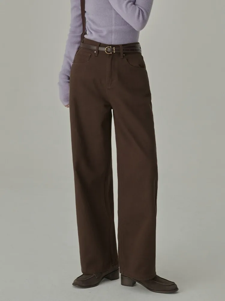 

ZHISILAO New Brown Wide Leg Straight Jeans Women Vintage Y2K Loose Boyfriend Denim Pants Streetwear