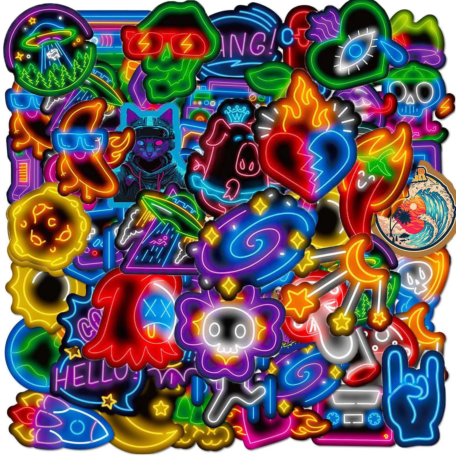 крутые наклейки. неоновые стикеры стикеры. стикер-наклейка. этикетки в неоновом стиле. стикеры неон.