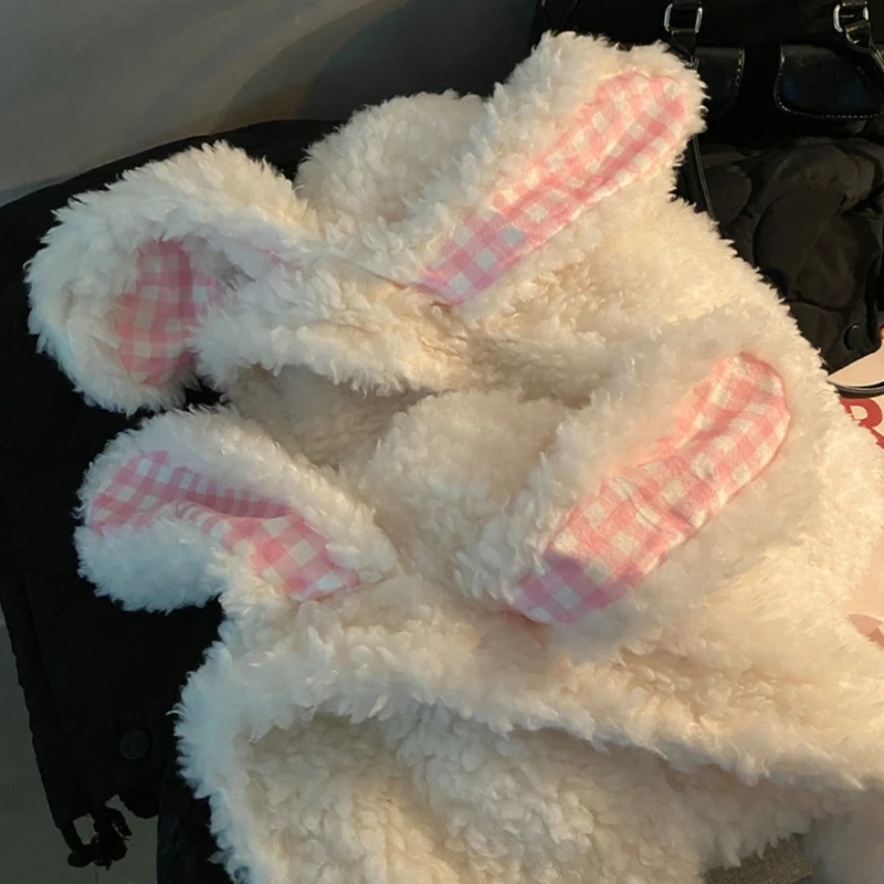 Белая шапка с кроличьими ушками для зимних видов спорта езды на велосипеде и