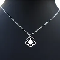 12 Pieces Plum Blossom Necklace Stainless Steel Flower Pendant Clavicle Necklaces Women Girls Best Sleek Jewelry Wholesale