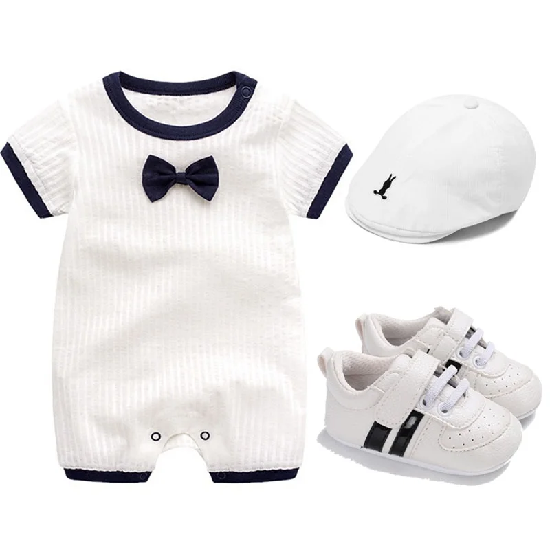 Baby Boy Clothes First Birthday Christening Outfit Gentleman Bow Tie Romper  Shoes Hat  Cake Smash  Photoshoot