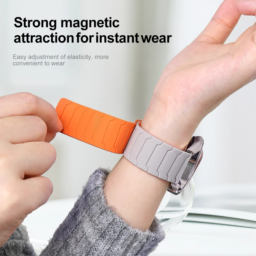 Фото Магнитный силиконовый ремешок 20 мм 22 мм для Huawei Watch GT Runner 2, удобный браслет для Amazfit Active 3/Bip 6-5 Max Balance 3 №4