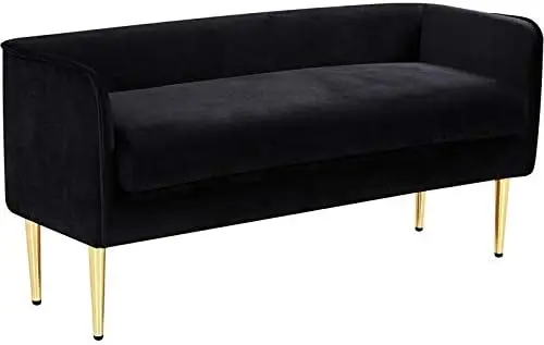 

Collection Modern | Contemporary Velvet Upholstered Bench with Sturdy Metal Legs in Gold Finish, 52" W x 19" D x 24"