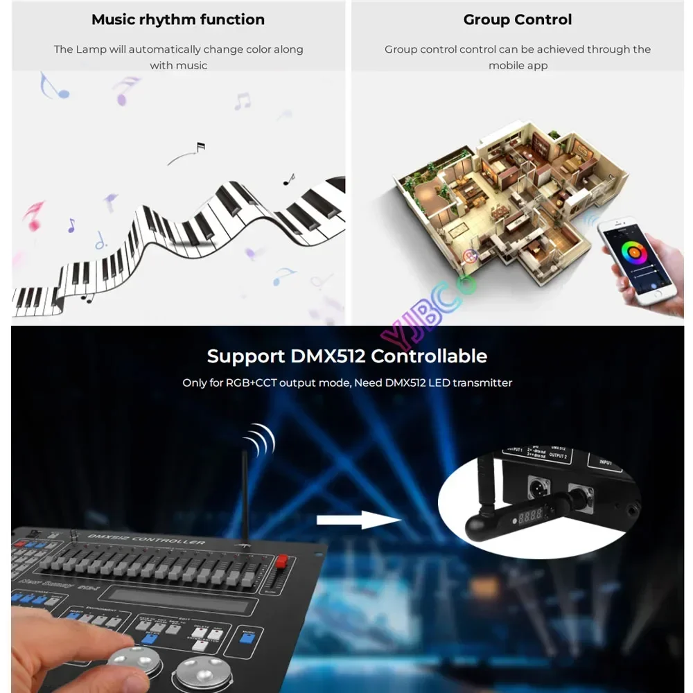 Контроллер светодиодных лент Miboxer 12 В 24 Wi-Fi 5 в 1 одноцветный/двойной белый/RGB/RGBW/RGB +