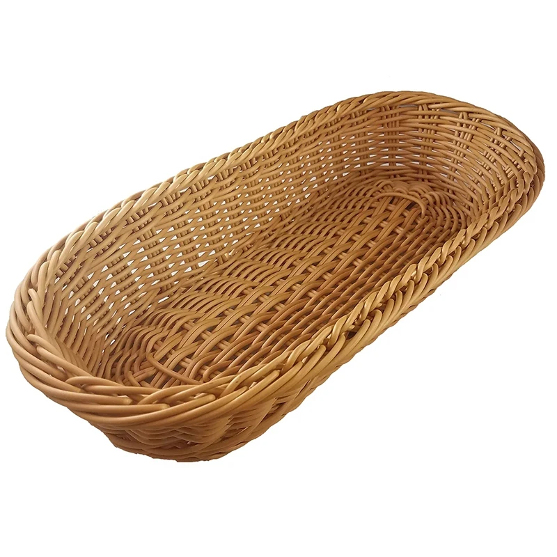 

Big deal Oval Wicker Woven Basket Bread Basket Serving Basket, 14Inch Storage Basket for Food Fruit Cosmetic Storage Tabletop an